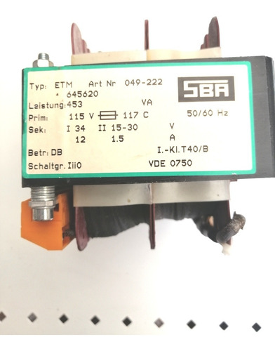 Transformador, 110v Ac A 34 Y 15 V Ac 60 Amperes, Fuente Pod (Usado)