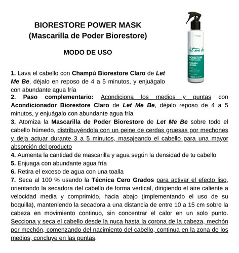 Post-alisado Reestructurante Let Me Be Biorestore Power Mask