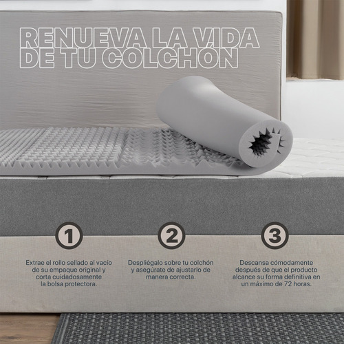 Colchoneta Memory Foam Individual Topper 5 Cm Real Textil