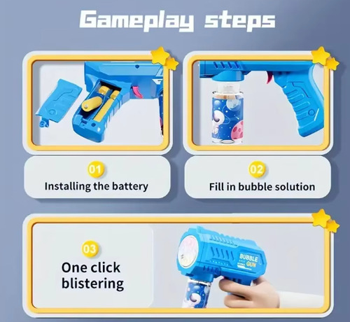 Burbujero Automático Pistola Space Bubble Gun Con Luz A Pila Rosa