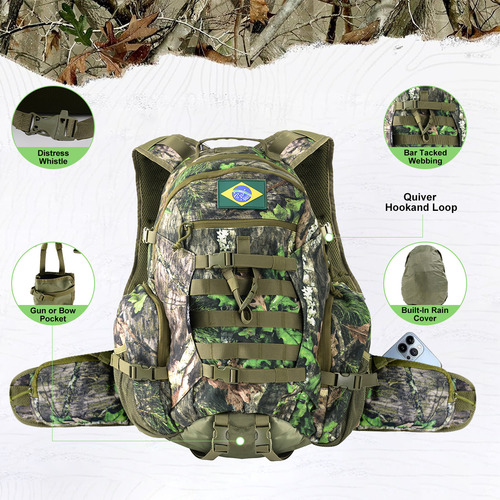 Mochila Tática Militar 40l 1000d Resistente Com Capa De Chuva Para Cor Camuflagem Verde