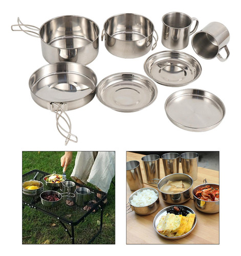Juego De 8 Utensilios De Cocina Para Acampar, Vajilla Para .