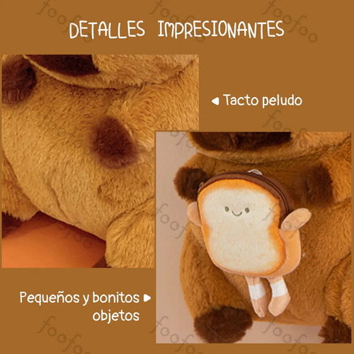 Bonita Mochila Felpa Forma Capibara Para ,mochila De Peluche De Capibara Foofoo Pan De Billetera