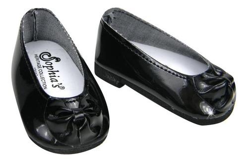 Zapatos De Muñeca De Charol Negro Con Lazo, Zapatos De Vesti