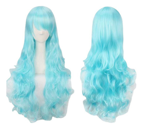 Peluca De Cosplay Rizada Colorida De 80 Cm, Rosa Claro
