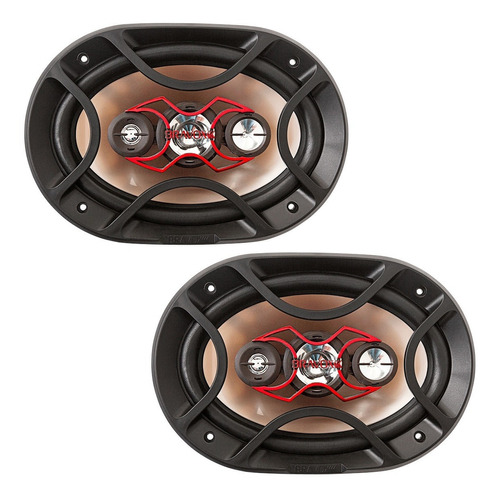 Par Alto Falante Automotivo Bravox 69 6x9 140 Rms P/ Tampao Cor Preto E Vermelho