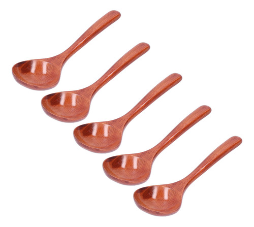 Cucharas De Sopa Dark Spoon De Madera Con Mango Largo, 5 Uni