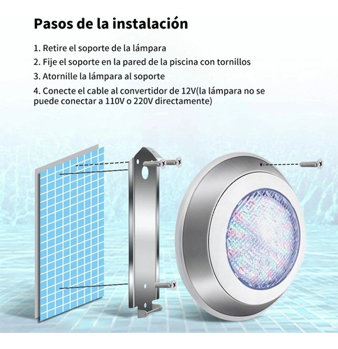 Luz Led Para Piscina Alberca Iluminación Rgb Con Remote 18w