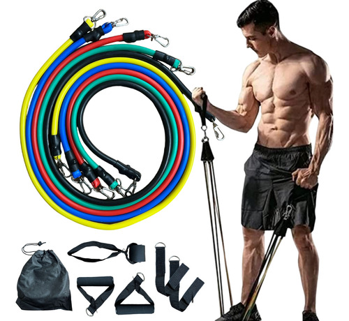 Kit 11 Elástico Extensor Para Treino Em Casa Exercício