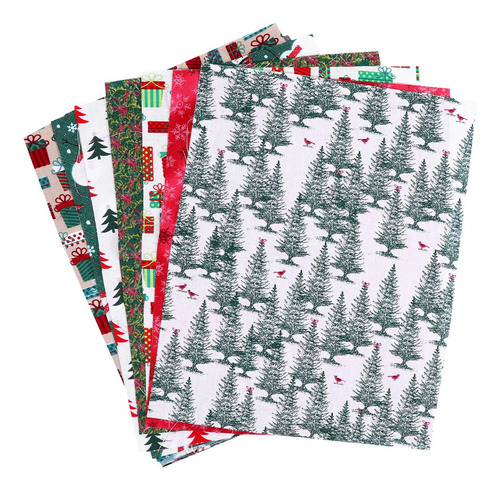 10 Hojas Navideñas Patchwork Algodón Patrón Floral Di