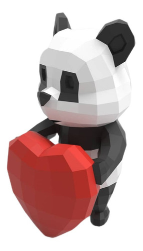 Panda Con Corazón Para Armar 3d Papercraft Papiroflexia 42