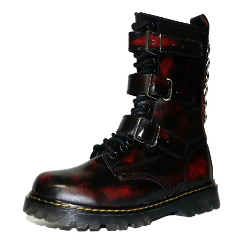 Botas Piel Gotica Rock Hebillas 13 Ojillos Metalera