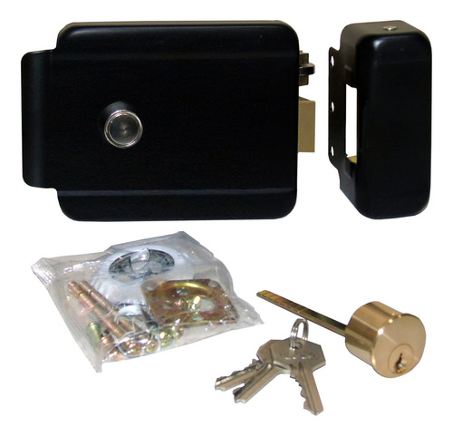 Kit 3 Chapas Eléctrica Apertura Interna Botón Alta Seguridad Color Negro