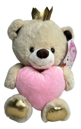 Oso Felpa Ultrasuave Corazon Y Corona 20cm Miniso Love Color Beige