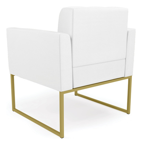 Kit Sofá E 2 Poltronas Elisa Corino Base Industrial Dourado Cor Branco