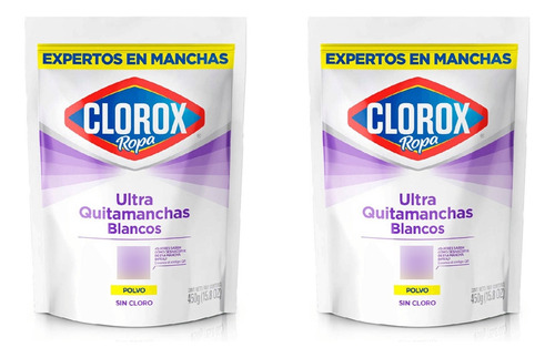 Ultra Quitamanchas Polvo Clorox Blancos Intensos 450g 2pack