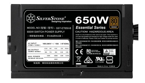 Fuente de poder para PC SilverStone Technology SST-ET650-B 650W
