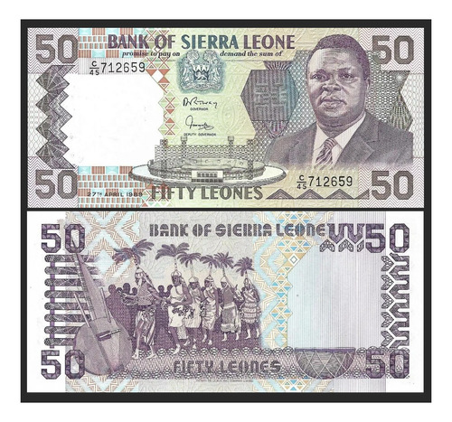 Grr-billete De Sierra Leona 50 Leones 1989 - Dr. J. S. Momoh