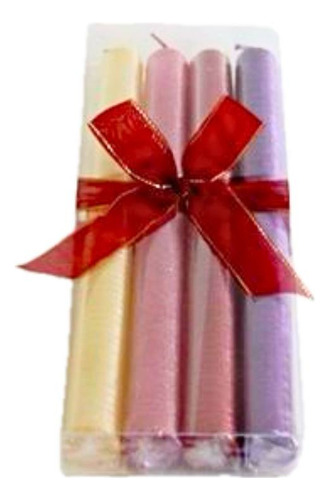 Set De 4 Velas Metalizadas Diseño Liso 25 Cm