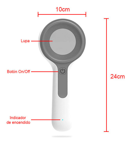 Dermatoscopio Diagnostico Piel Lupa Luz Led Recargable Usb