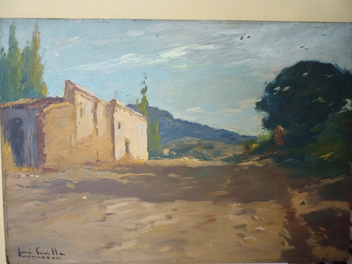 Óleo Escena Pueblo Norte Argentino, De José Sevilla, 1983