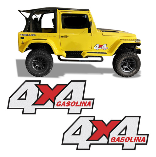 Adesivos Lateral Troller 4x4 Gasolina 1995/ Refletivo - Par