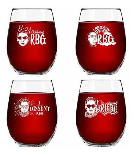 Juego De 4 Copas De Vino Ruth Bader Ginsburg (15 Oz) | Regal