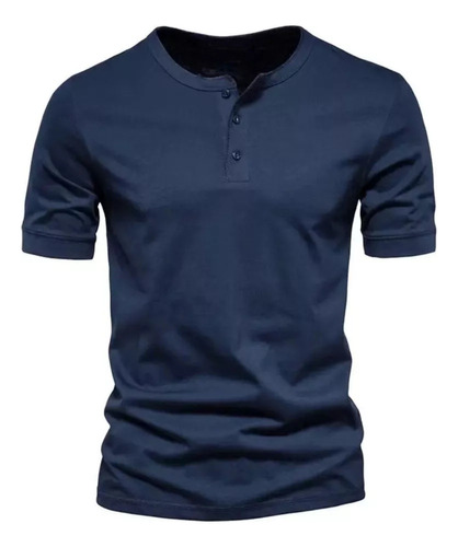 Playeras Hombre Camisa Henley De Manga Corta Casual Cuello V