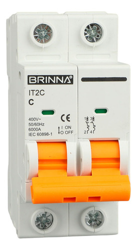 Llave Termica Bipolar 50 63amp Brinna 6ka Color Blanco Corriente Nominal 50 A Voltaje Nominal 400v