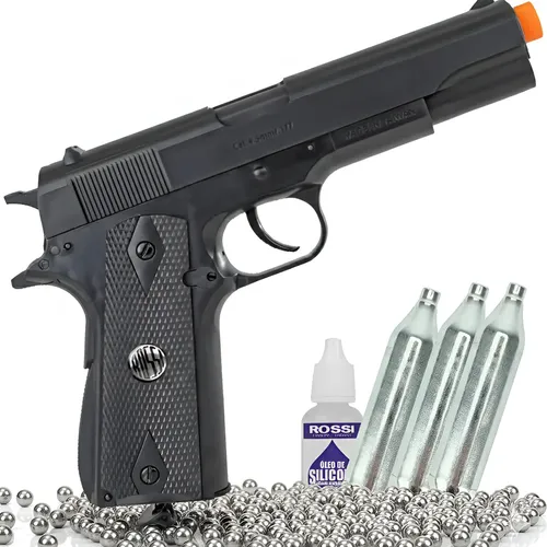 Pistola De Co2 Rossi Commander 1911 W125b Esfera Aço 4.5mm | Frete