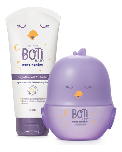 Kit Boti Baby Nana Neném Deo Colônia 100ml + Hidratante 150g Cor Lavanda