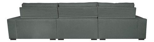 Sofá Retrátil e Reclinável 3,52m Austin com Molas no Assento Suede Velusoft Cinza Cama inBox
