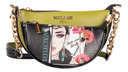 Bolsa Cruzada Nicole Lee Con Bolsa Extraíble Estampada Ss22 Color Love Me Half