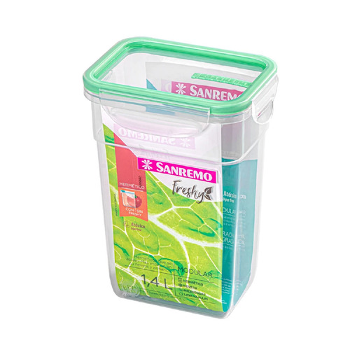 Hermético Rect. Alto De 1400ml 136x102x185mm Freshy-san Remo Color Verde