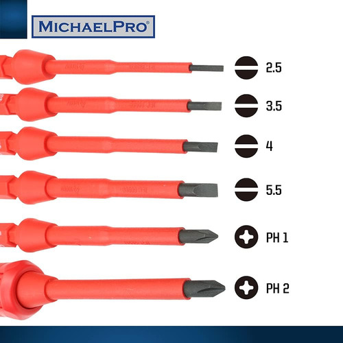 Juego De Destornilladores Aislados Michaelpro Mppc Con Es...