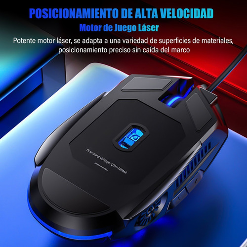 Imagen 5 de 7 de 3200 Dpi Silencio Ratón Gamer Cableado Vistoso Juego Mouse