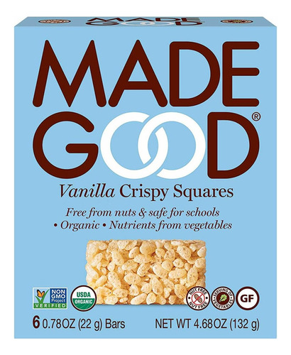 Cuadrados Madegood Vainilla Crujiente, 6 Pack (36 Unidades);