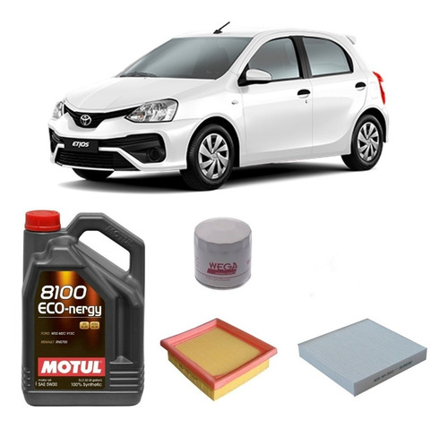 Kit De 3 Filtros Toyota Etios Wega Y Motul 5w30 X5 Litros