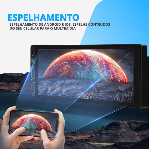 Central Multimidia 1 Din Carplay Usb Android Bluetooth Ios