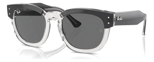 Gafas de sol Ray-ban Mega Hawkeye RB0298s, color gris, color de la montura, gris oscuro sobre gris transparente, color de varilla, color de la lente: gris, diseño de espejo