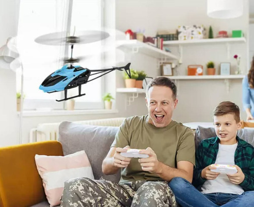 Helicóptero Drone De Control Remoto Recargable Con Led Color Azul,helicoptero Control Remoto