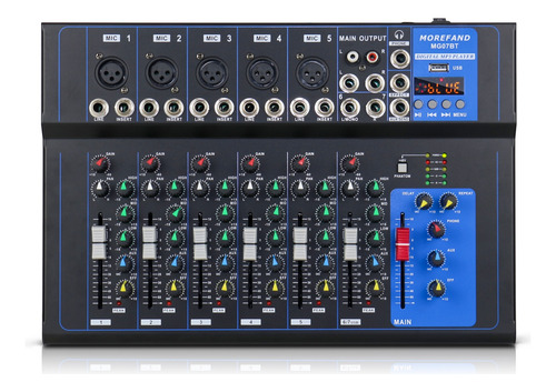 Mesa De Som F7 Bluetooth Usb Mixer Mp3 Digital 7 Canais 12v