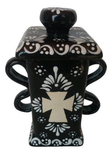 Urna De Talavera Poblana Black Para Cenizas- Arteimperyal 