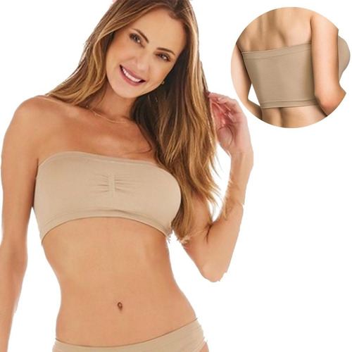Imagem 5 de 5 de Kit 3 Soutien Faixa S/ Costura Top Tomara Que Caia Com Bojo