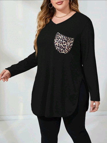 Remera Negra Manga Larga Importada Talle Grande Xl
