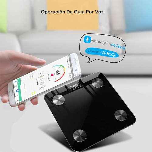 Báscula Inteligente Corporal Muscular Bluetooth 180kg Negro