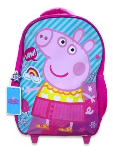 Mochila Escolar Con Ruedas Peppa Pig Niña Color Rosa