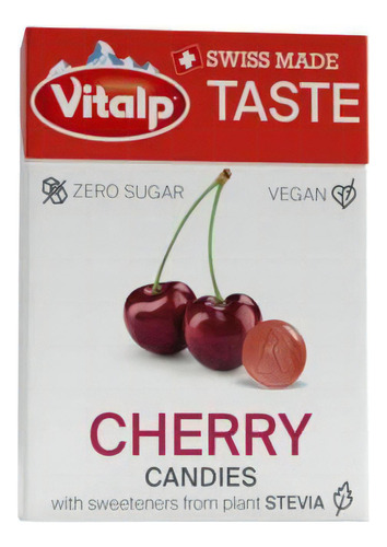 Bala Vitalp Cherry Sabor Cereja Sem Açúcar Tipo Halter 25g