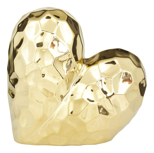 Deco 79 Escultura De Corazón De Porcelana, 8 X 3 X 8, Oro