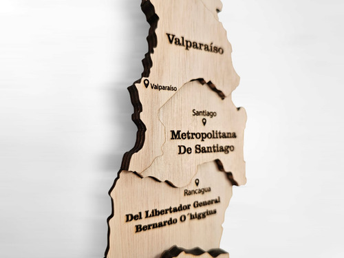 Mapa De Chile Madera 180cm 3d Con Relieve